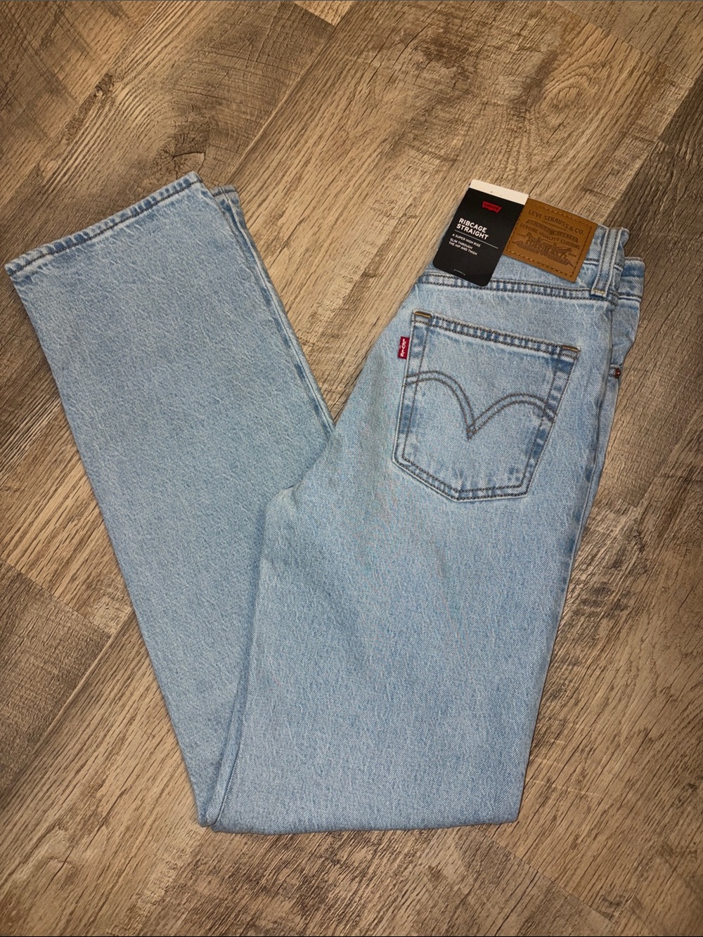 Levi's Ribcage Straight High Rise Straight Jeans in Blue Waist 25 NWT